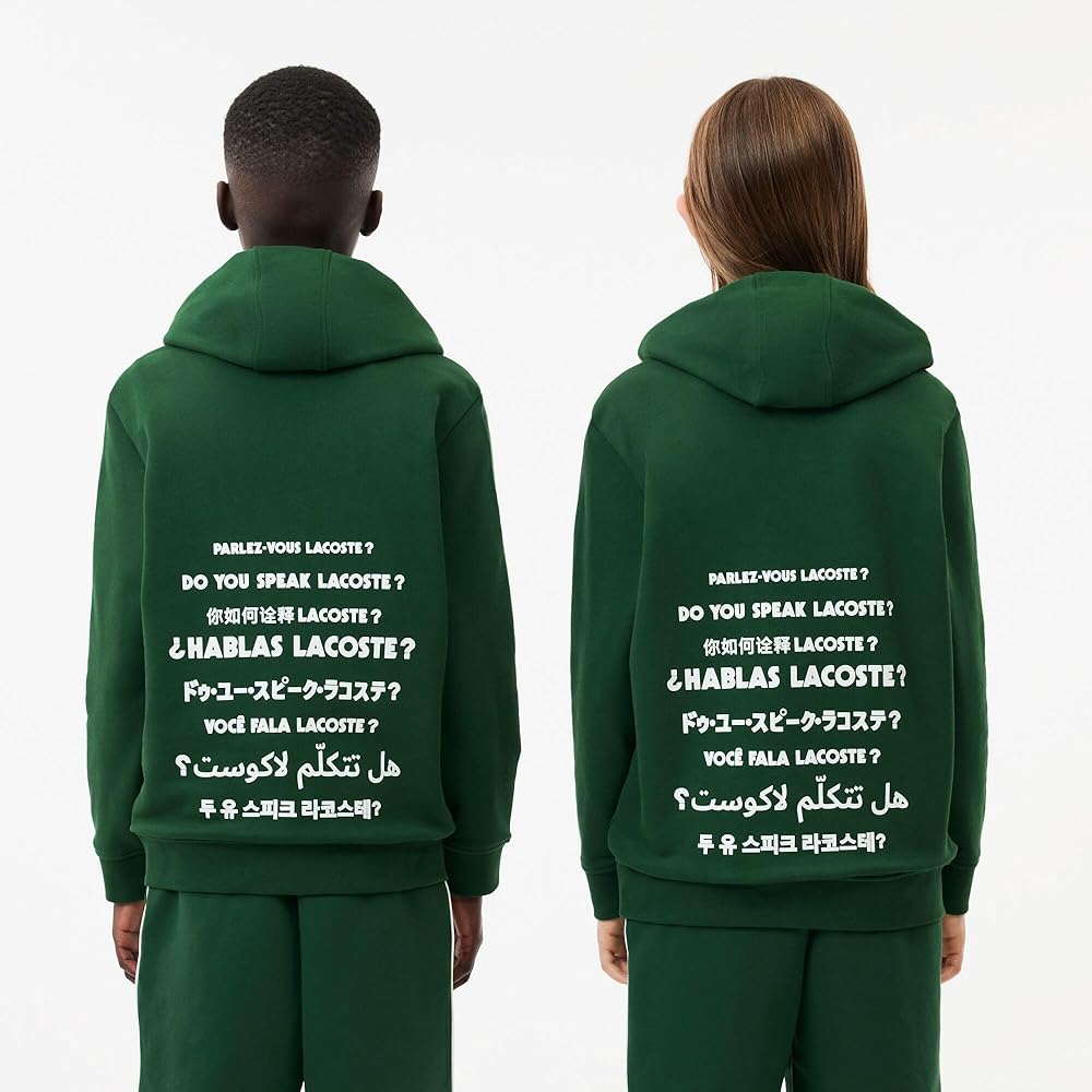 LACOSTE 緑色 Tシャツ DO YOU SPEAK LACOSTE? Unisex Cotton Piqué Effect Print T-Shirt - T-shirts - New In